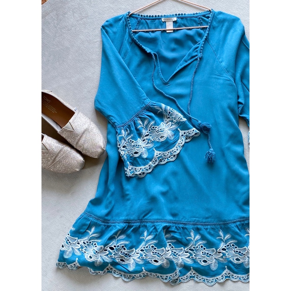 FOREVER 21 | Teal Blue Bohemian Dress | Large